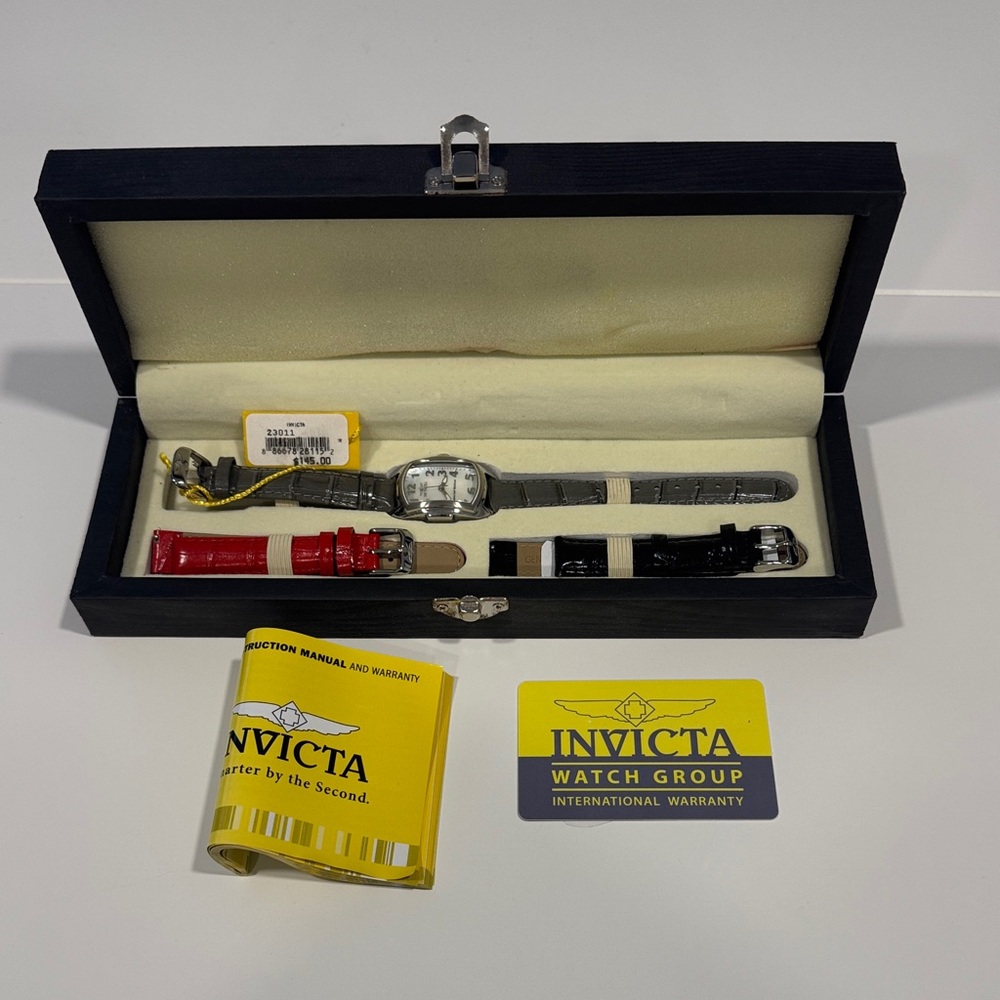 Invicta Silver Men's Watch with Red, Grey and Red Straps
